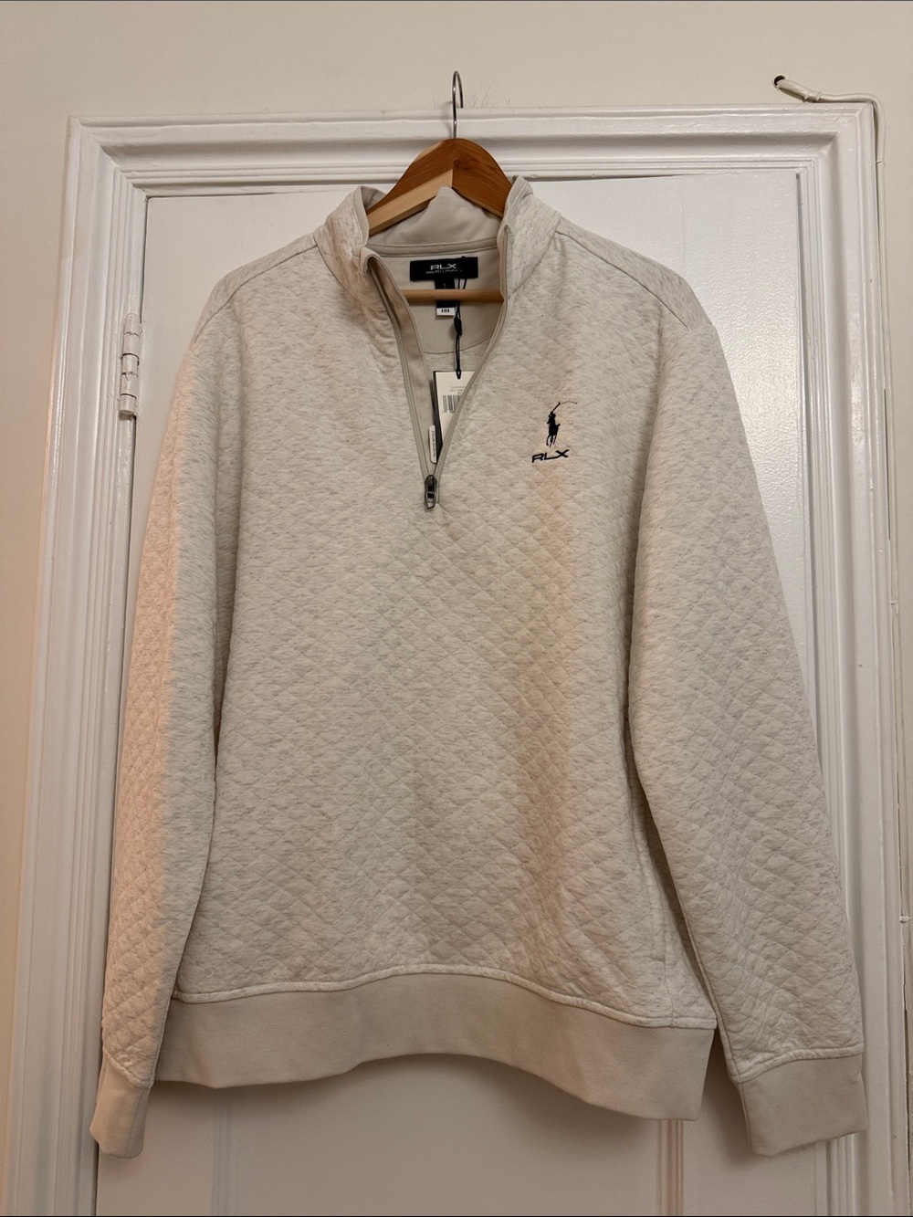 RLX Ralph Lauren light Grey Quilted Half-Zip Pullover